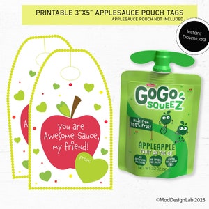 Printable Card for School Friend Printable Birthday Card for Preschool Party Card for Kids Birthday Party Applesauce Pouch Instant Download