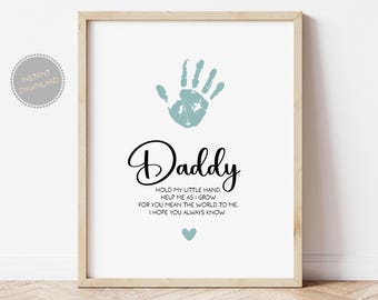 Arte con huella de mano para papá: Poema de recuerdo del Día del Padre (Descarga digital, archivos PDF incluidos)