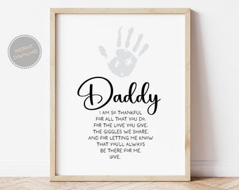 Arte con huella de mano para papá: Poema de recuerdo del Día del Padre (Descarga digital, archivos PDF incluidos)