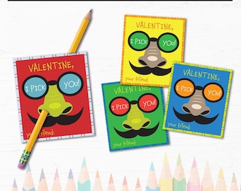 Tarjetas divertidas de San Valentín para niños que se hurgan la nariz / Tarjetas imprimibles para el aula / Descarga digital / Tarjeta de San Valentín con lápiz