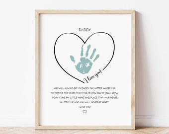 Arte con huella de mano para papá: Poema de recuerdo imprimible (descarga digital, archivos PDF incluidos)