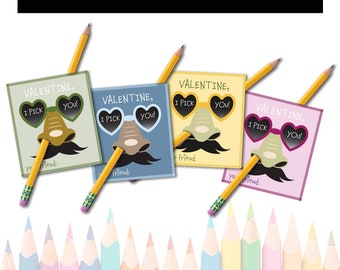 Tarjetas divertidas de San Valentín para niños que se hurgan la nariz / Tarjetas imprimibles para el aula / Descarga digital / Tarjeta de San Valentín con lápiz / Divertida