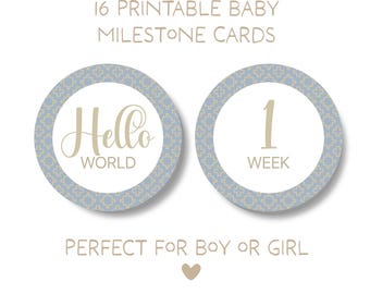 Tarjetas de hitos del bebé: Accesorios fotográficos mensuales imprimibles y modernos (descarga digital)