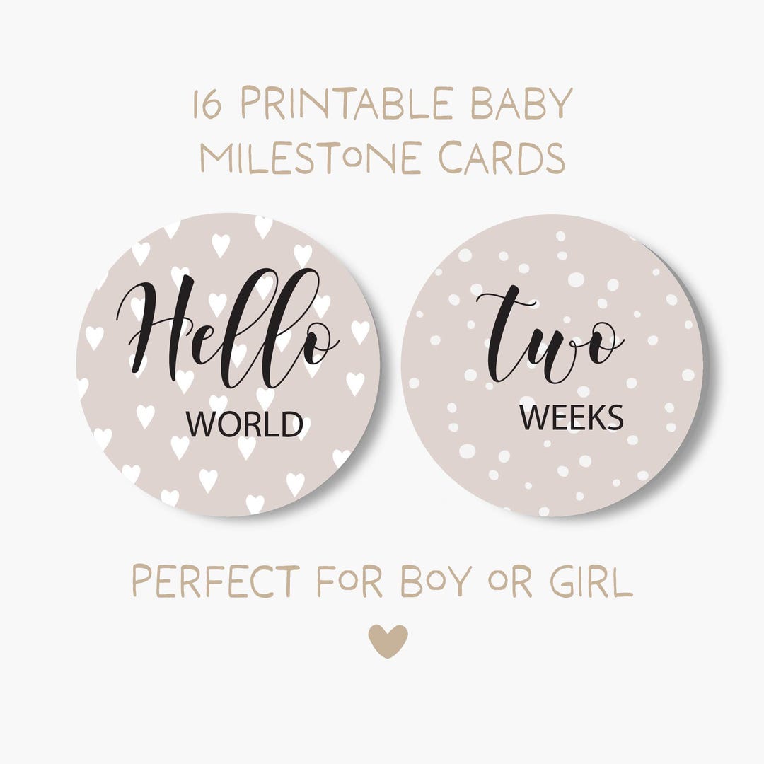 Baby Milestone Cards: Neutral Printable Newborn Photo Props (digital ...