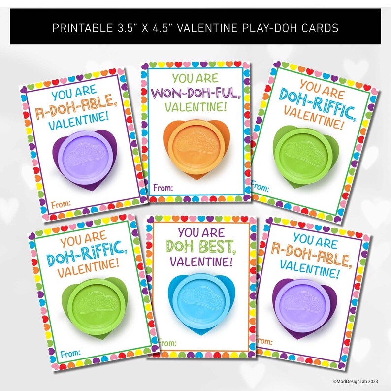 Play-doh Printable Valentine's Day Cards for Kids, Valentine's Day Tags ...