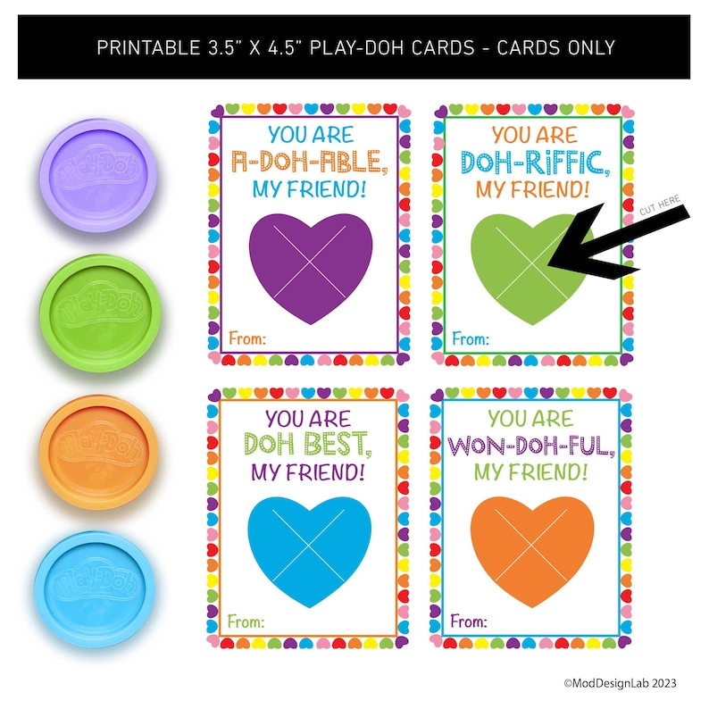 Play-doh Printable Cards for Kids, Play-doh Tags for School, Preschool ...
