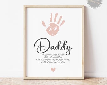 Regalo de cumpleaños imprimible para papá. Recuerdo imprimible con huella de mano del Día del Padre para papá. Poema de cumpleaños de descarga instantánea para papá. Arte navideño.