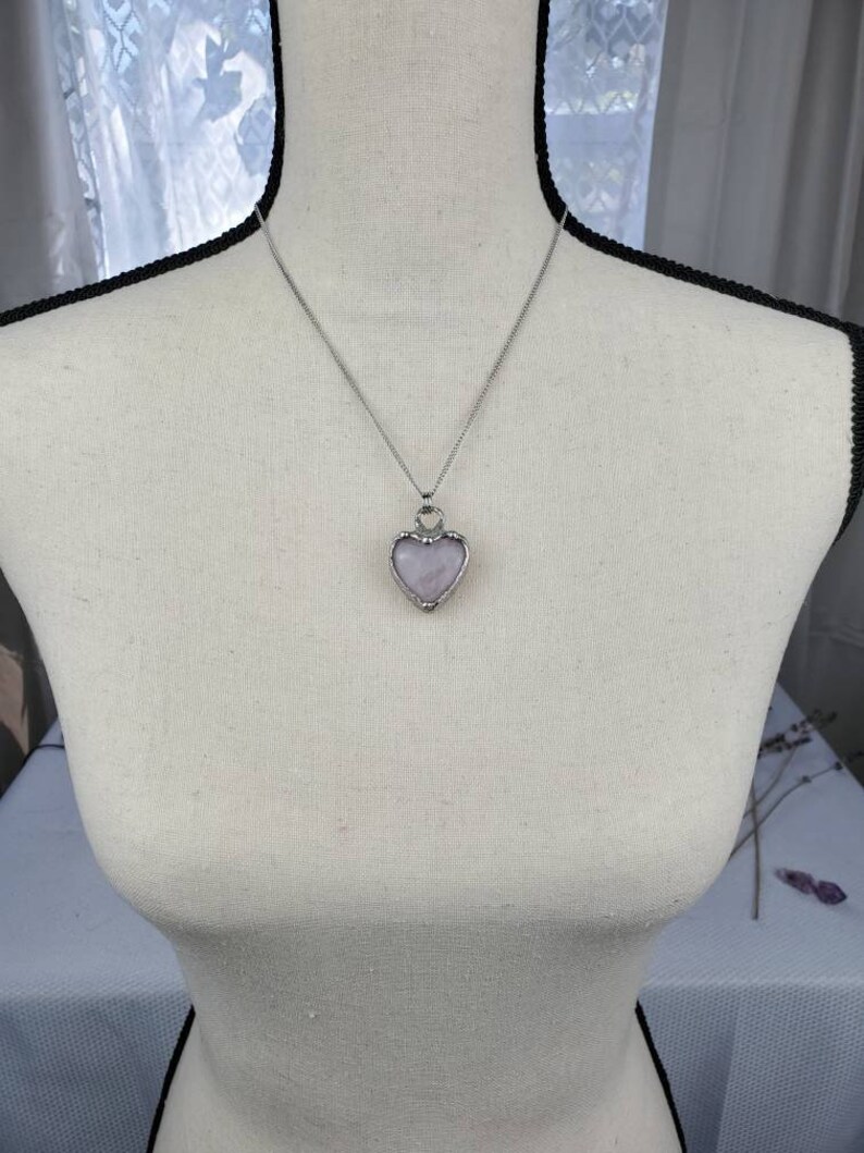 Rose Quartz Heart Molten Metal Open Face Both Sides