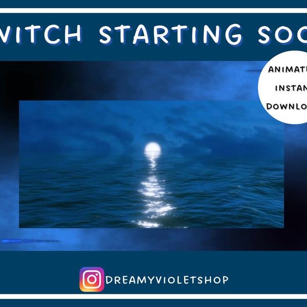 Midnight Moon Sea Twitch Starting Soon Animated Screen Livestream
