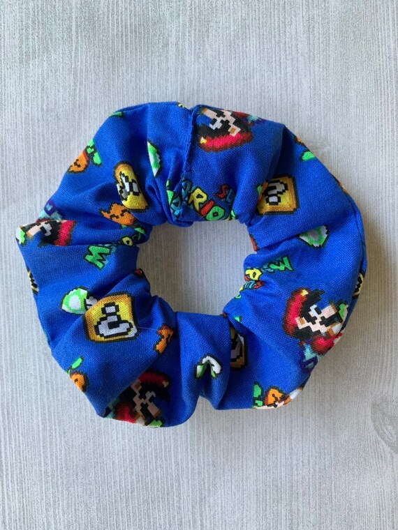 1 Up Mario Print Scrunchie 90s Hair Tie Etsy