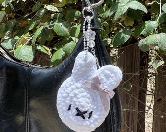 Miffy Crochet Keychain, Handmade Bunny Bag Charm