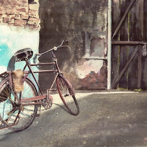 Glicee Print Glicce Art Print watercolor print gift home decor bicycle art print