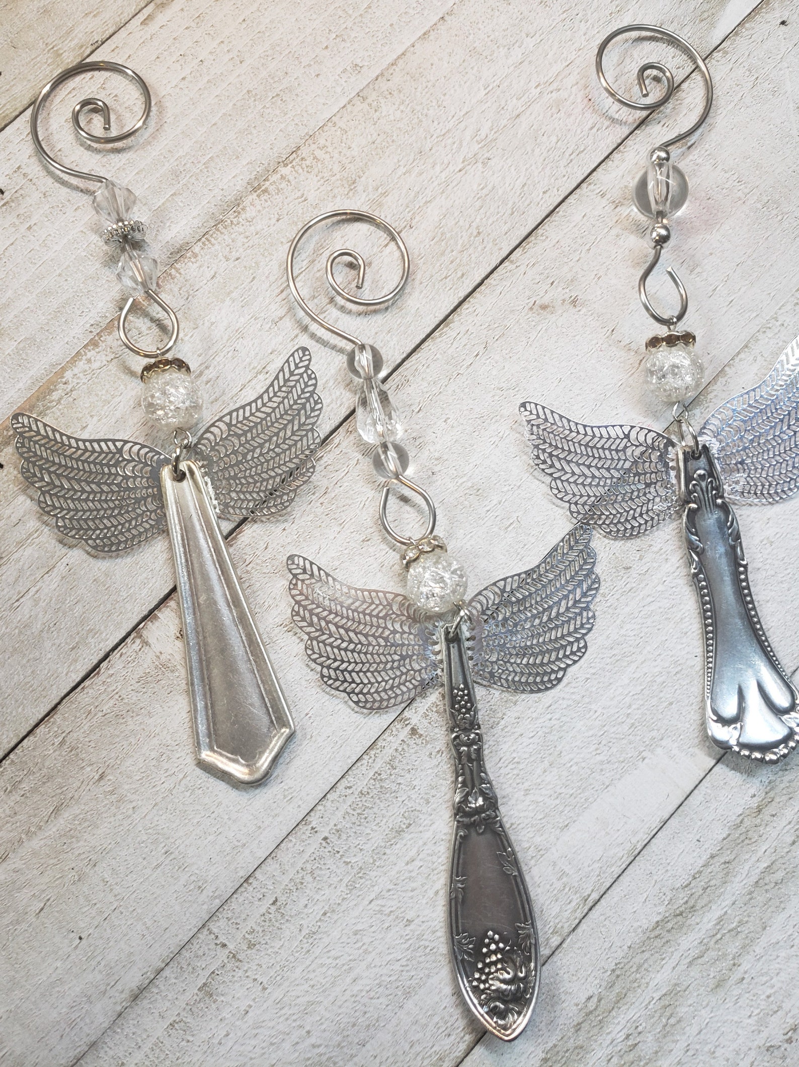Spoon Angel Set of 3, Spoon Handle Angel Ornament, Vintage Silverware, Tree Angel ...