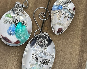 Set of 3, Spoon Angel Ornaments.