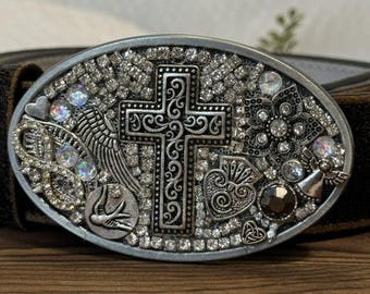 Embellished Belt Buckle, Vintage Jewelry, Bling Buckle, Jeweled Buckle