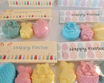 Set of 4 Easter Mini Soap Favor Bags, Kids Easter Soap, Easter Favors
