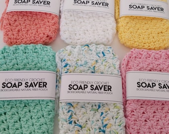 Eco Friendly Soap Saver Bag, Handmade Drawstring Soap Saver, Crocheted Soap Saver, Spa Gift