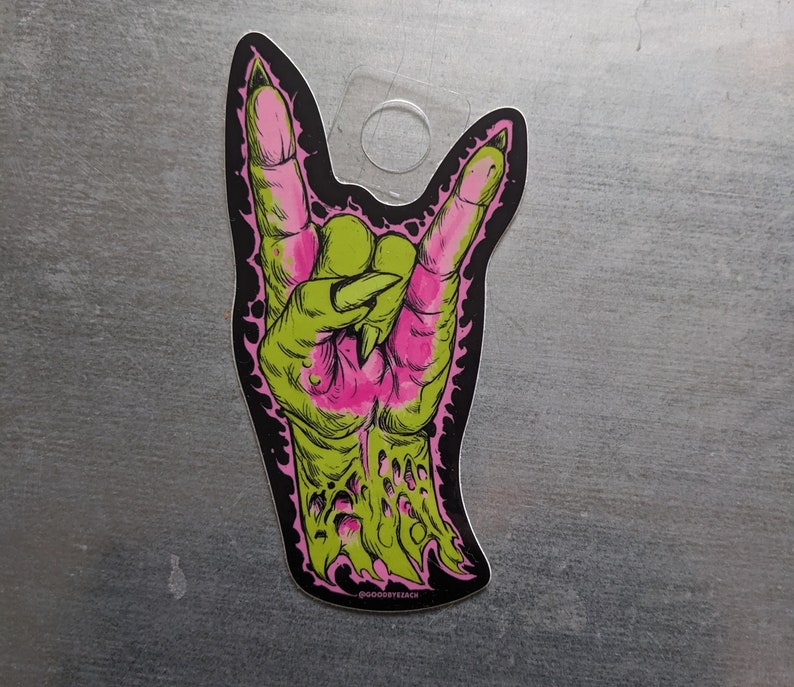 Zombie Rock on Hand Sticker - Etsy