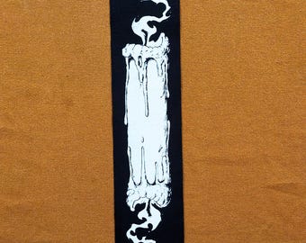 Candle Burning Both Ends Patch: Long Screen Printed Cotton Twill, Spooky Witchy Style