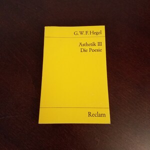 Hegel &#39;Aesthetik lll:  Die Poesie&#39;  (1971) Universal-Bibliothek Reclam paperback (1977 ed.) &#39;Vorlesungen ueber die Aesthetik, Dritter Teil