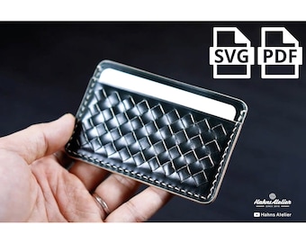Weaving card wallet PDF pattern / card holder / diy / wallet template / Leather craft Pattern / Tutorial video