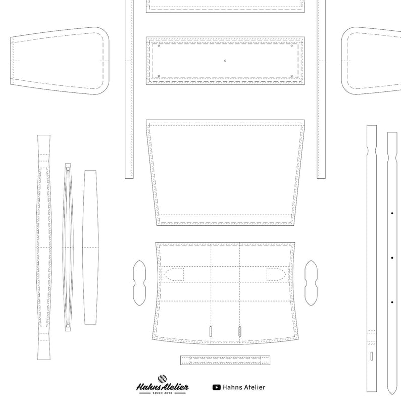 DIY Handbag PDF Pattern: Small Leather Bag Template (SVG) - Etsy