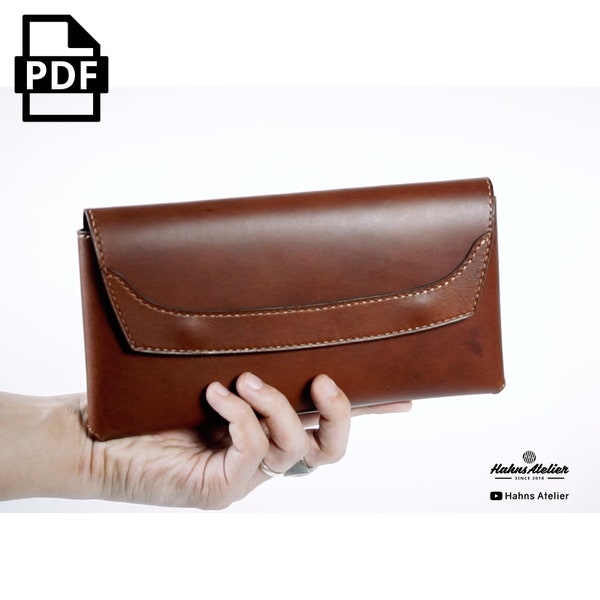 Easy diy simple leather pouch PDF pattern / leathercraft Pattern / purse / bag / handmade / clutch bag / blueprint / bag template