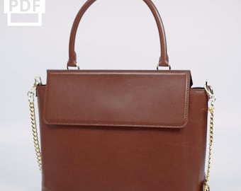 DIY Retro Handbag PDF pattern / Tote Bag / Leather Craft / Bag / Women's bag / Leather Pattern / template / blue print