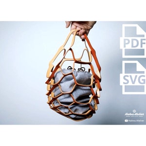 Net Bag / Drawstring Bucket bag PDF pattern / Bag making / diy / template/ Leathercraft /Tutorial video