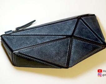 Leather Cubic Clutch Bag PDF Pattern: Geometric Handbag Template