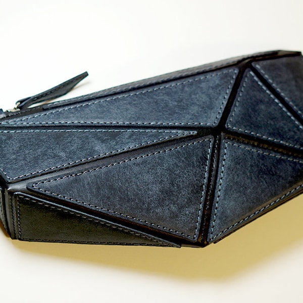 Leather cubic clutch bag PDF pattern / hand bag / diy / template / Leather craft Pattern / Tutorial video