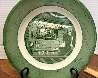 Plato verde de Colonial Homestead de la década de 1970