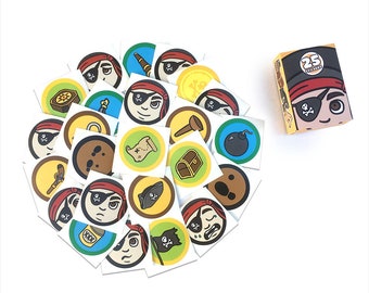 Caja pirata / pegatinas / niños / niños / juguete / único / caja de cerillas / recogerlos todos / bolsa de fiesta / cumpleaños / presente / lindo / colorido