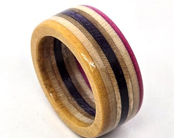 Skateboard Ring - Recycled Skateboards - Pink, Purple, and Orange