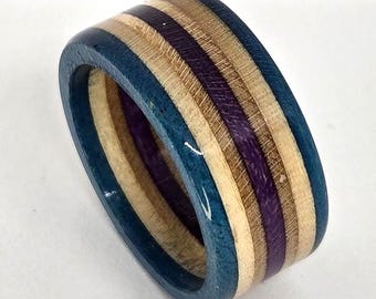 Skateboard Ring - Recycled Skateboards - Teal, Purple, and Teal