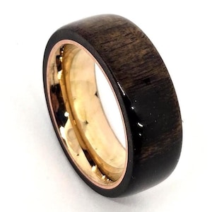 Ebony Wood and Copper Ring | Wooden Wedding Band