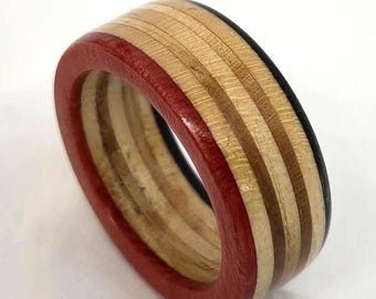 Recycled Skateboard Ring - Black and Red
