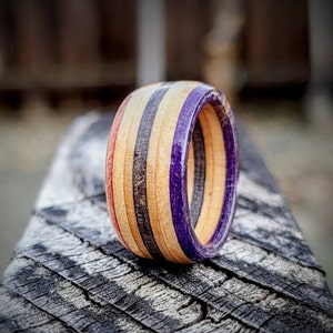 Skateboard Ring - Charcoal, Purple, and Spice Wooden Rings