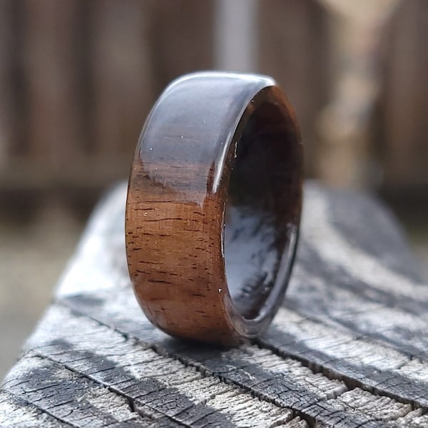 Solid Exotic Wood Ring - Macassar Ebony Hardwood