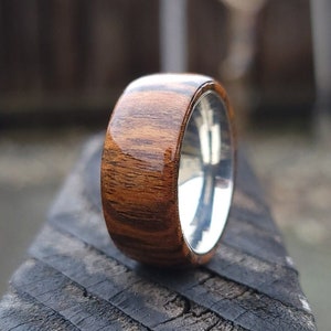 Bocote Wood Ring - Stainless Steel Comfort Fit Core - Handcrafted Wooden Ring