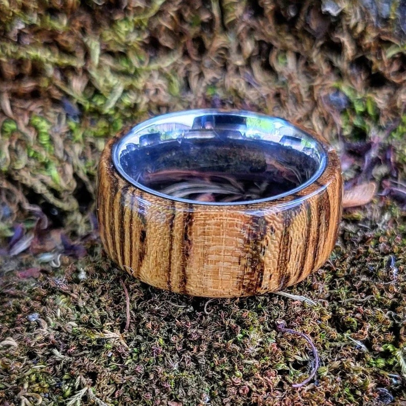 Bocote Wood Ring Stainless Steel Comfort Fit Core Handcrafted Wooden Ring image 4