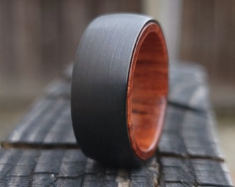 Rosewood and Tungsten Carbide Ring