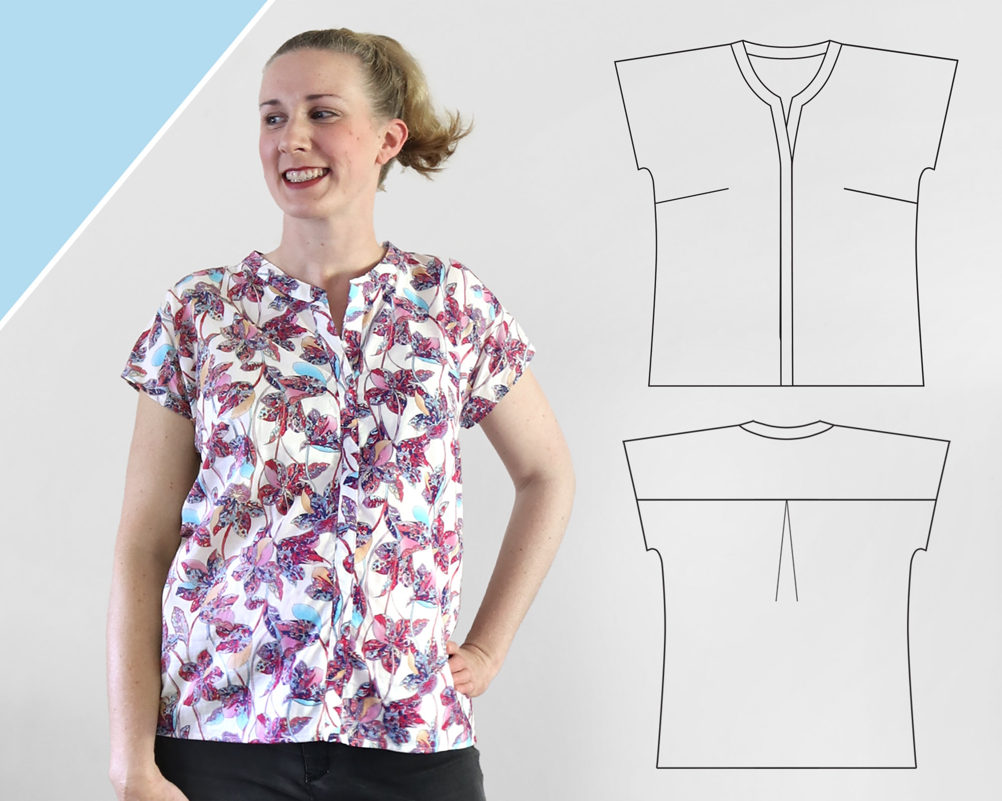 All Sizes PDF Sewing Pattern /& Instructions Women\u2019s Blouse Sizes 8-24 AUS Nancy Top