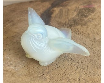 Vintage Sabino France Opalescent Art Glass Bird Figurine Frosted Crystal 2"