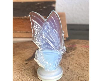 VTG Sabino France Opalescent Art Glass Butterfly Figurine Signed Label 3"