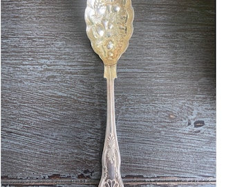 Vintage Sheffield England Silverplate Serving Spoon 9" Repousse Fruit Bowl Large