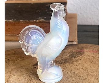 Sabino France Opalescent Art Glass Rooster Figurine Signed Coq 3.25"