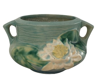 American Art Vintage Roseville USA Pottery Vase 663 Art Deco Style Water Lilies