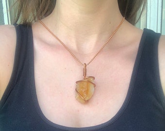 Copper Wrapped Citrine Necklace (Hypoallergenic)