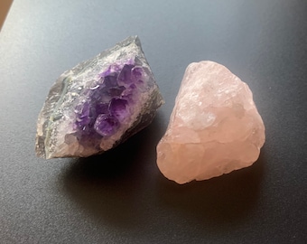 Amethyst & Rose Quartz Crystal Duo